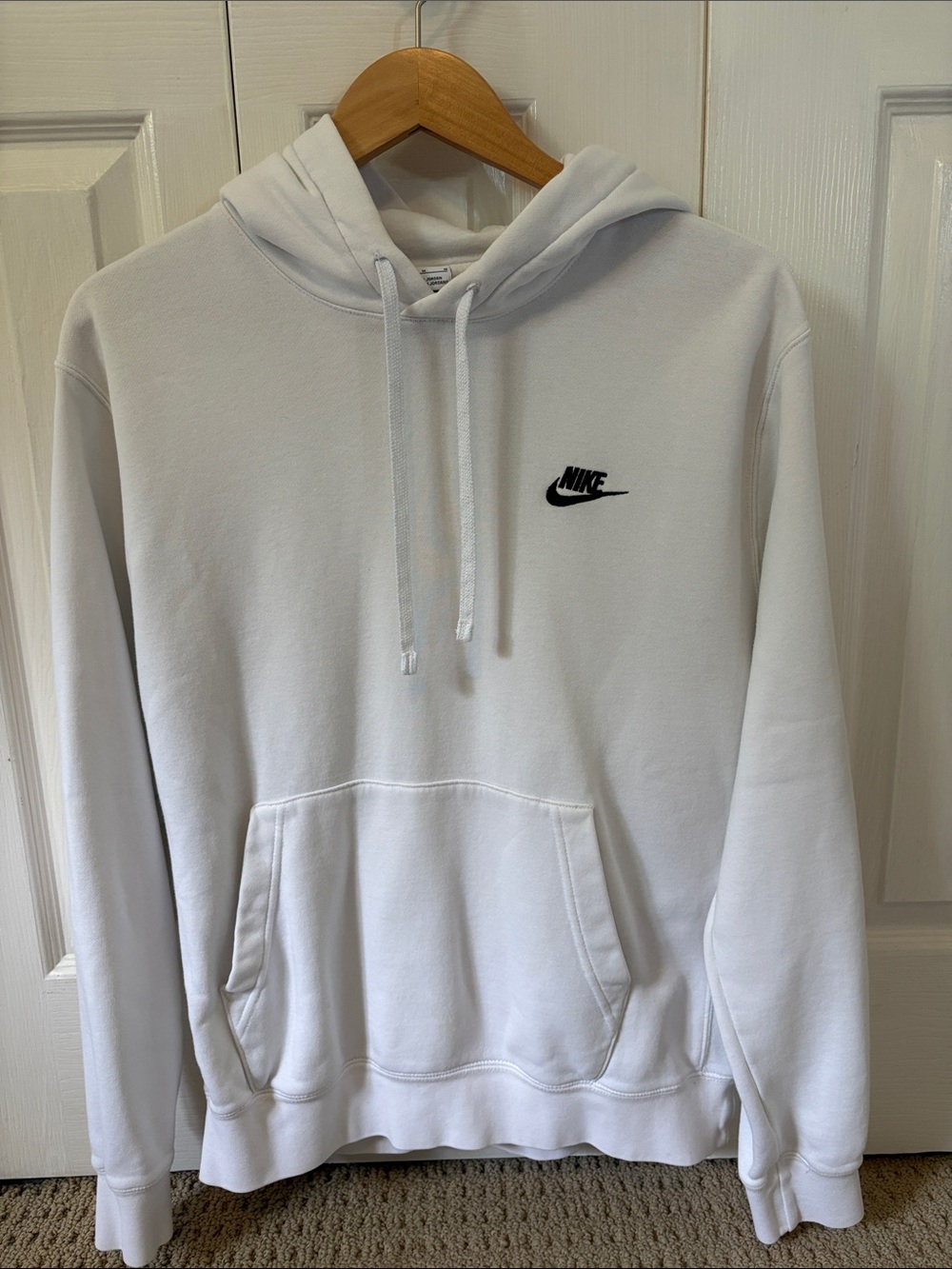 Nike White Hoodie with Black Swoosh